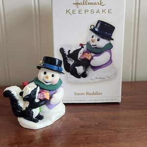 Hallmark Snow Buddies Ornament - Skunk-  White, Black, Purple, Green, Blue,